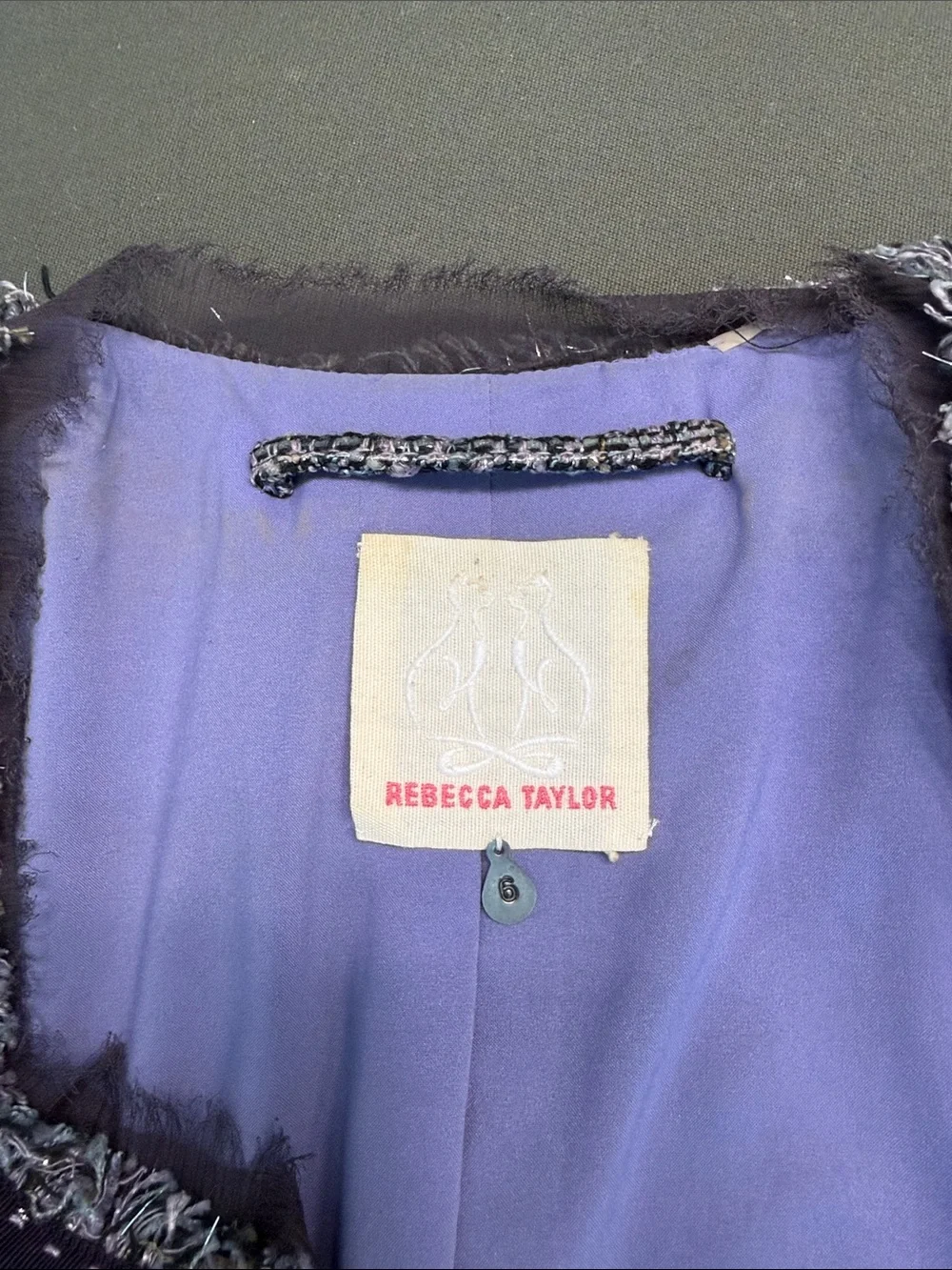 Rebecca Taylor Lilac & Lavender Tweed Jacket with Fringe Trim